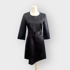 HALLHUBER Black Satin Mid Sleeve Bow Dress (Sz UK 8)